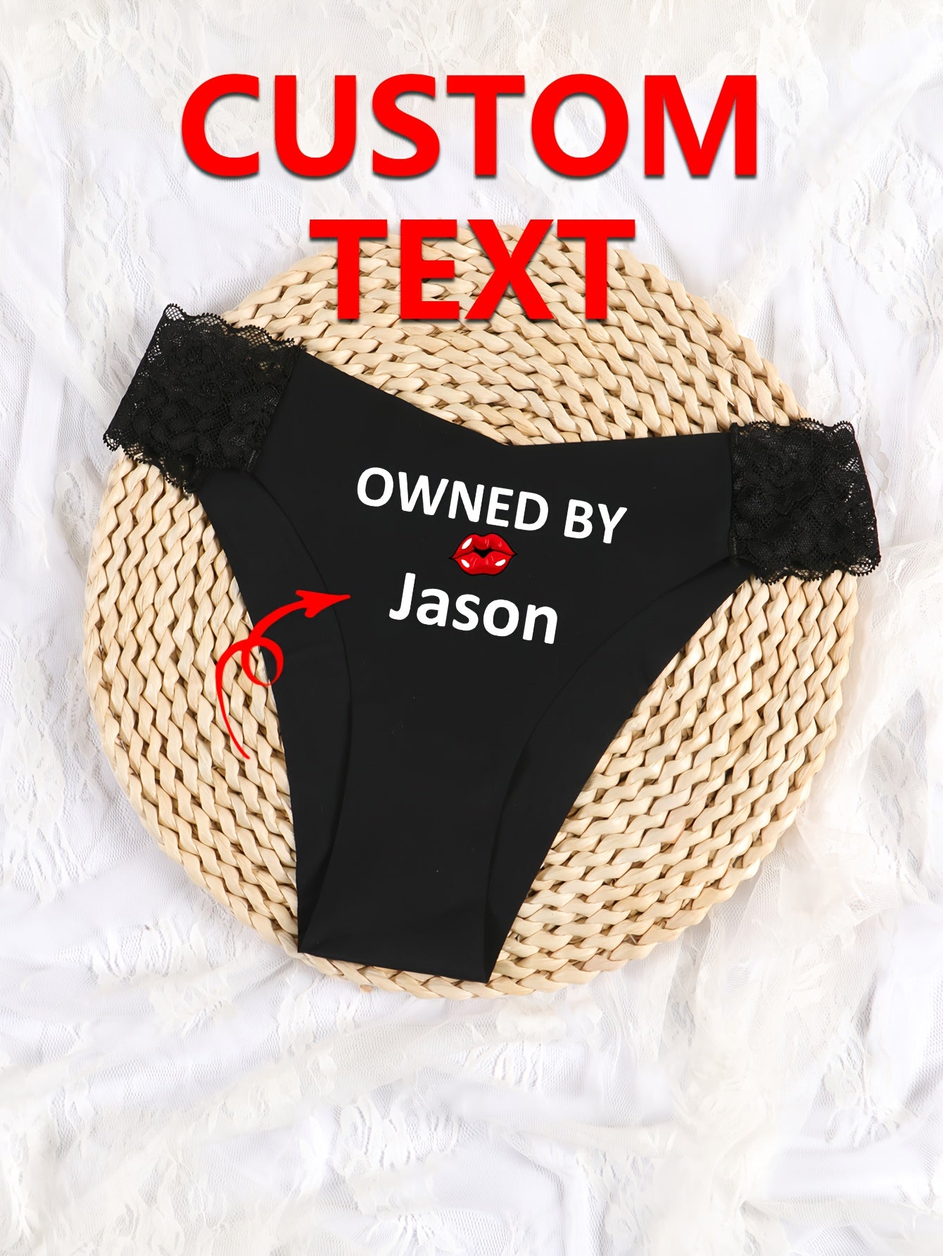 Mutandine in Pizzo Personalizzate per Donna con Testo