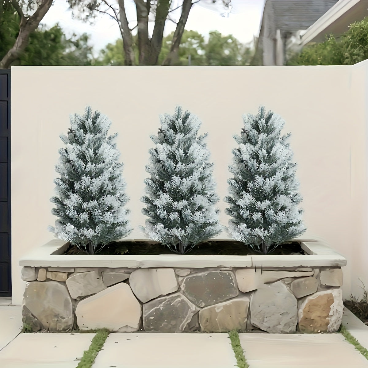 2 Alberi di Natale Artificiali con Base Nera a Spillo - Decorazione Natalizia Realistica per Interni e Esterni