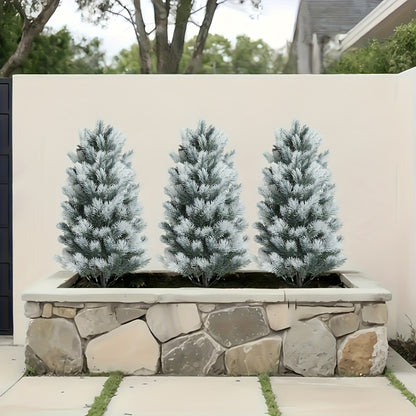 2 Alberi di Natale Artificiali con Base Nera a Spillo - Decorazione Natalizia Realistica per Interni e Esterni