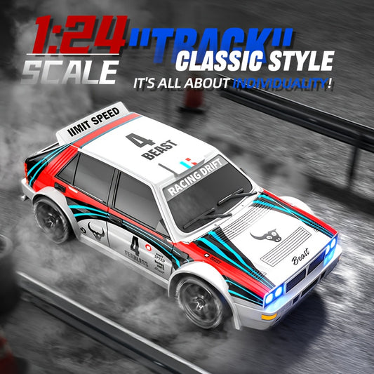 Auto RC 4WD Drift Sportiva - Design da Gara, Luci LED, Pneumatici Sostituibili, 2 Velocità, Shell in Plastica Resistente, Gioco per Adulti e Teenager, Off-Road All-Terrain, Regalo per Appassionati di Drift e Automodellismo