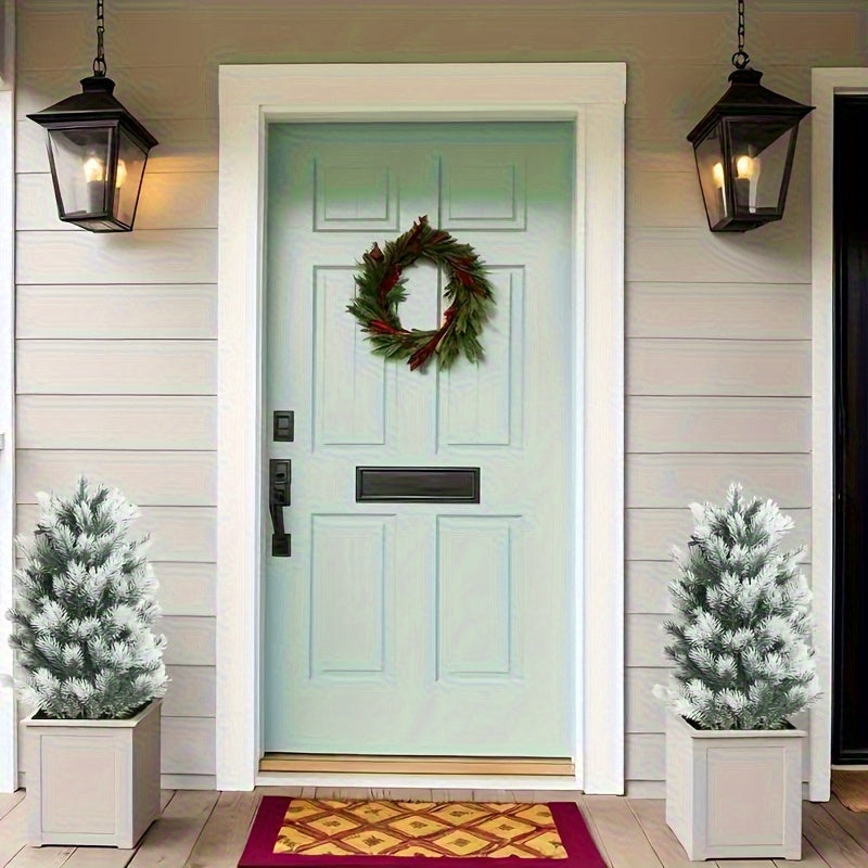 2 Alberi di Natale Artificiali con Base Nera a Spillo - Decorazione Natalizia Realistica per Interni e Esterni