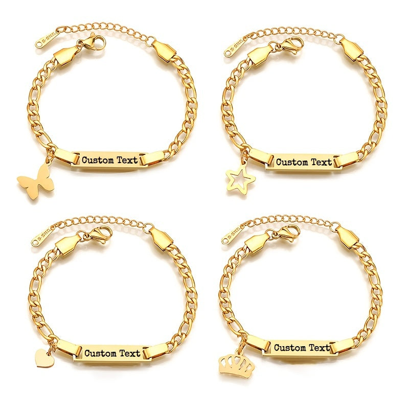 Braccialetto o Cavigliera Personalizzata Placcata Oro in Acciaio Inossidabile