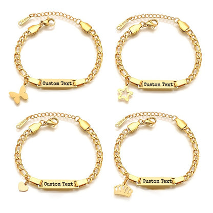 Braccialetto o Cavigliera Personalizzata Placcata Oro in Acciaio Inossidabile