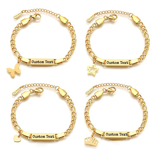 Braccialetto o Cavigliera Personalizzata Placcata Oro in Acciaio Inossidabile