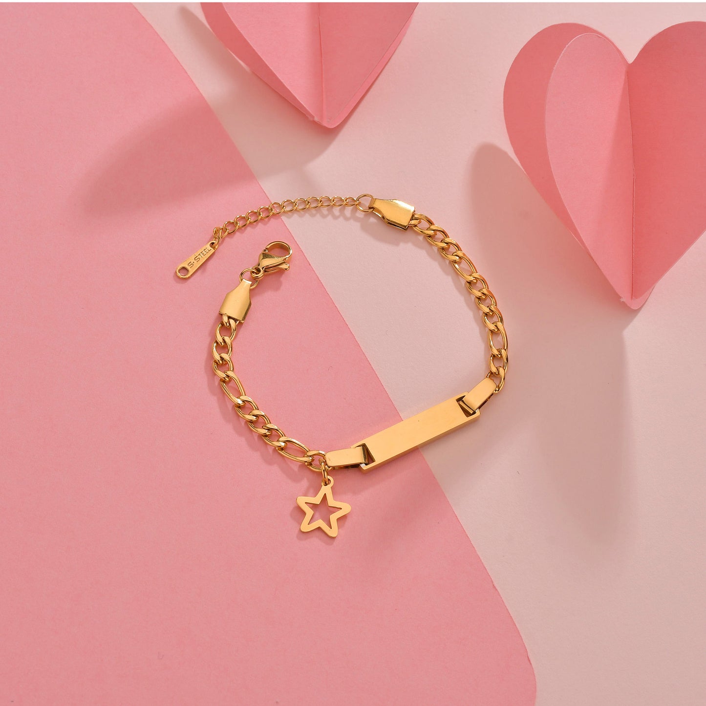 Braccialetto o Cavigliera Personalizzata Placcata Oro in Acciaio Inossidabile