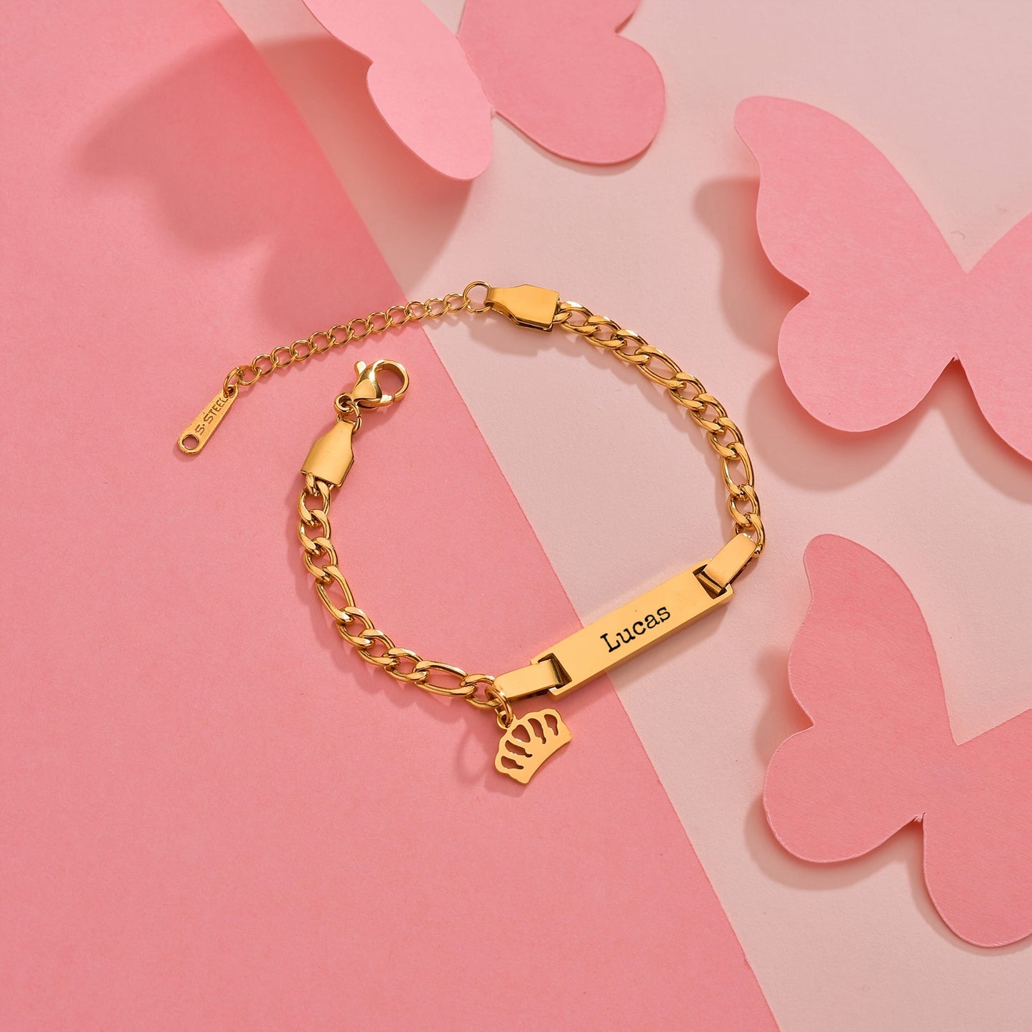 Braccialetto o Cavigliera Personalizzata Placcata Oro in Acciaio Inossidabile