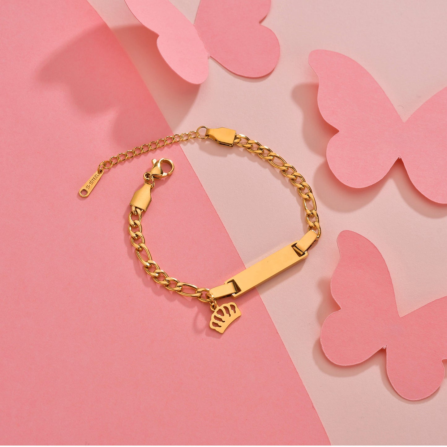 Braccialetto o Cavigliera Personalizzata Placcata Oro in Acciaio Inossidabile