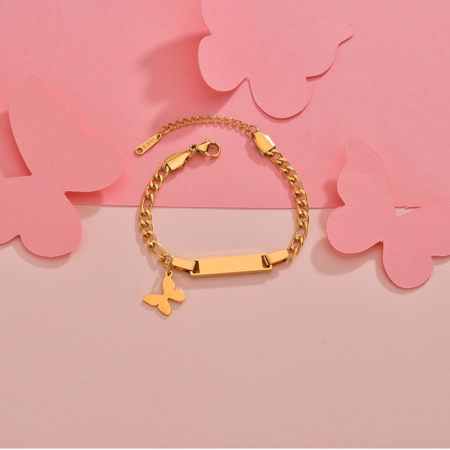 Braccialetto o Cavigliera Personalizzata Placcata Oro in Acciaio Inossidabile