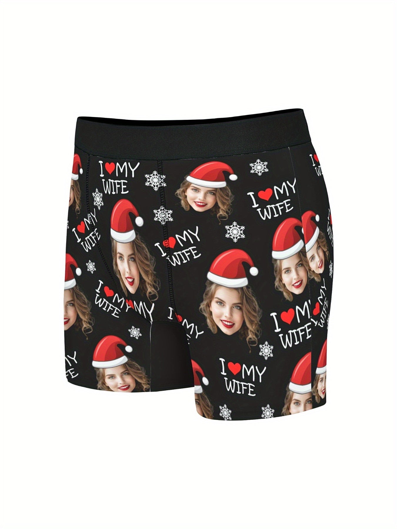Boxer Uomo Personalizzati con Stampa Foto Cappello di Natale
