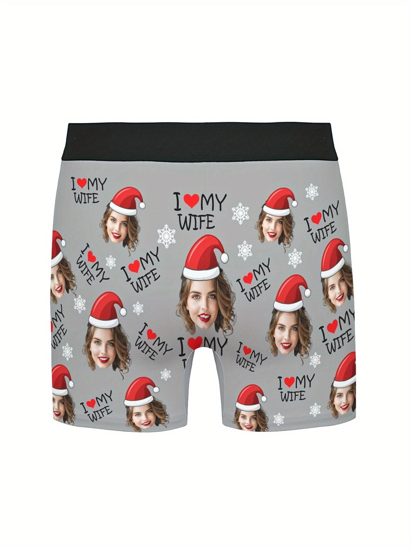 Boxer Uomo Personalizzati con Stampa Foto Cappello di Natale