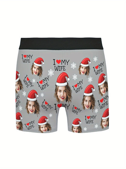 Boxer Uomo Personalizzati con Stampa Foto Cappello di Natale