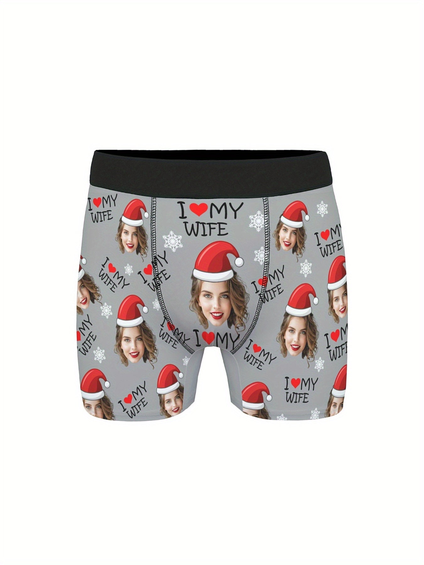Boxer Uomo Personalizzati con Stampa Foto Cappello di Natale
