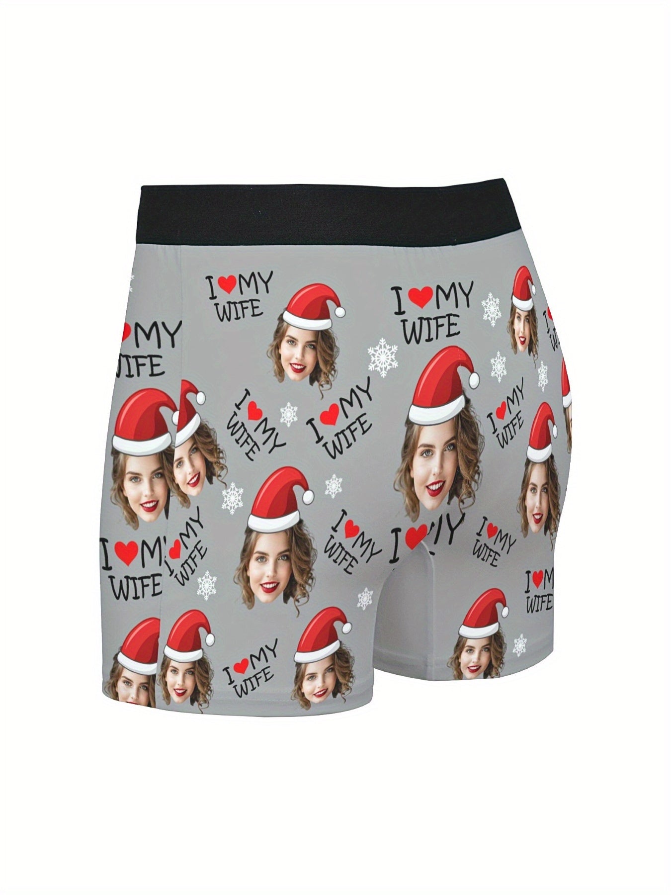 Boxer Uomo Personalizzati con Stampa Foto Cappello di Natale