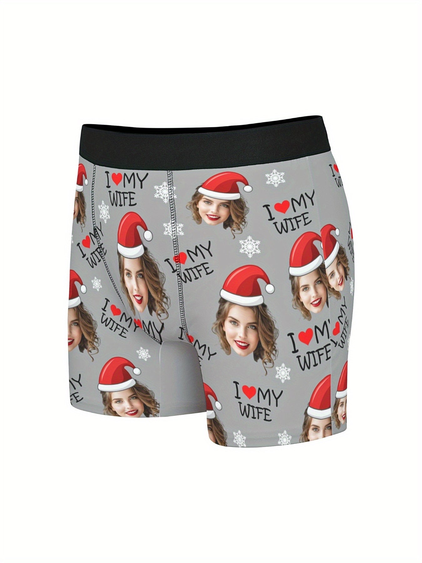 Boxer Uomo Personalizzati con Stampa Foto Cappello di Natale