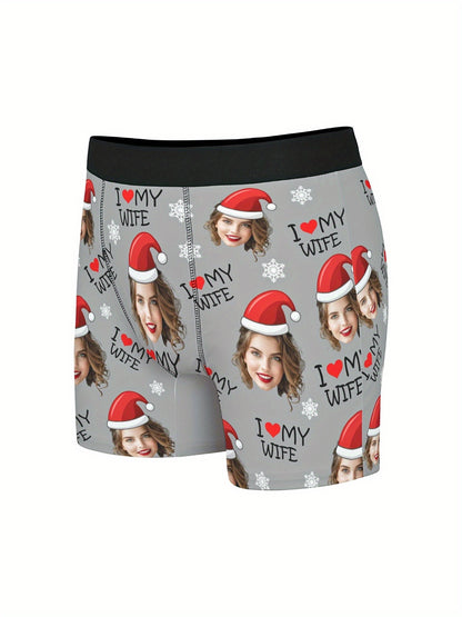 Boxer Uomo Personalizzati con Stampa Foto Cappello di Natale