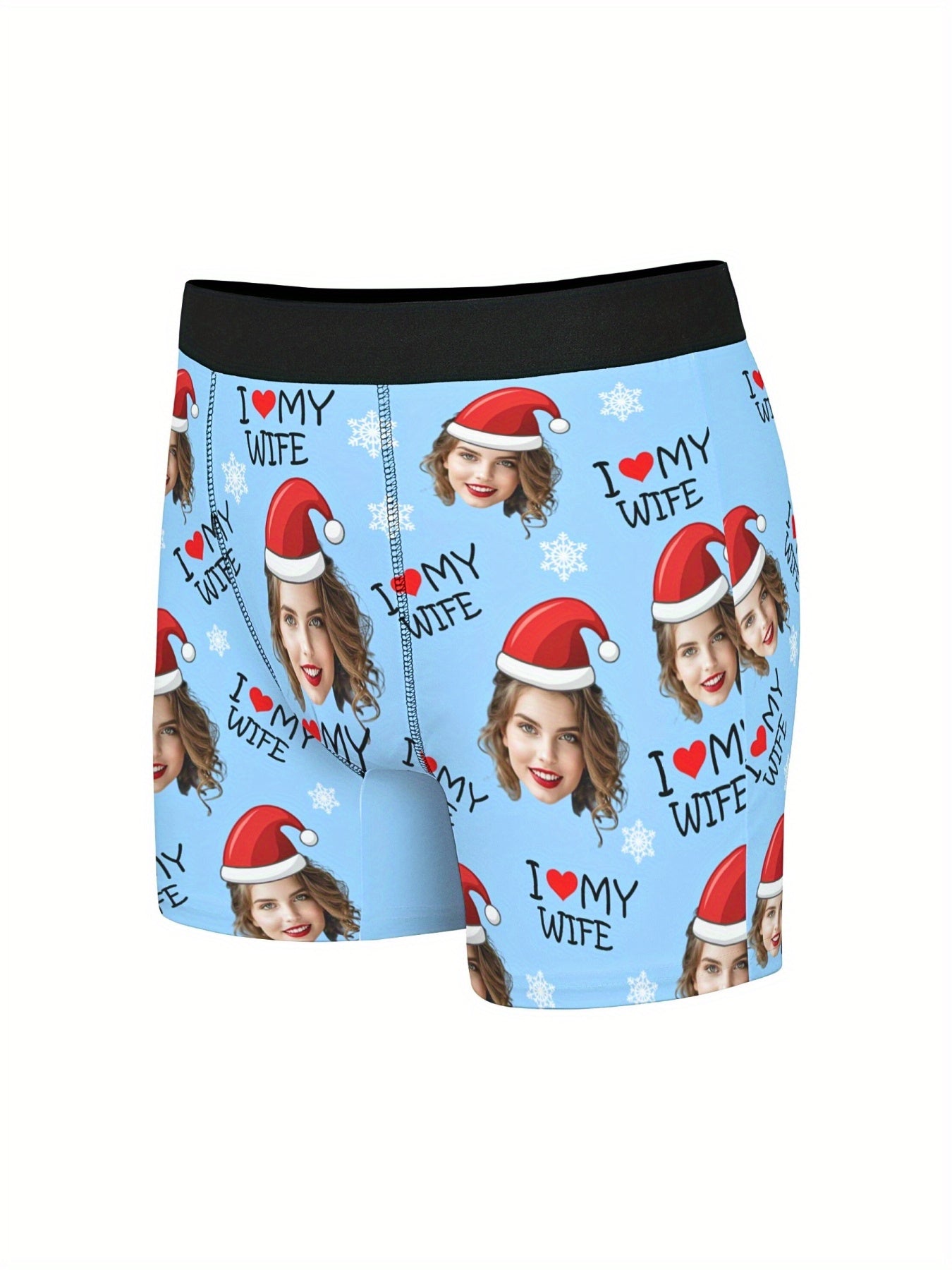 Boxer Uomo Personalizzati con Stampa Foto Cappello di Natale