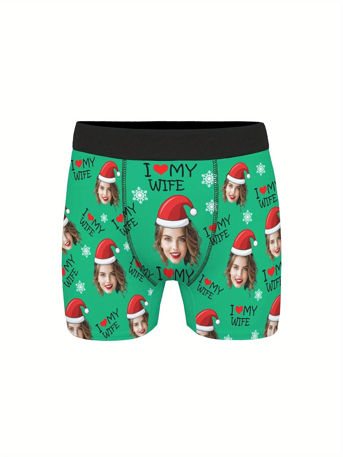 Boxer Uomo Personalizzati con Stampa Foto Cappello di Natale