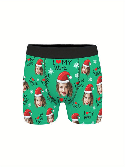 Boxer Uomo Personalizzati con Stampa Foto Cappello di Natale