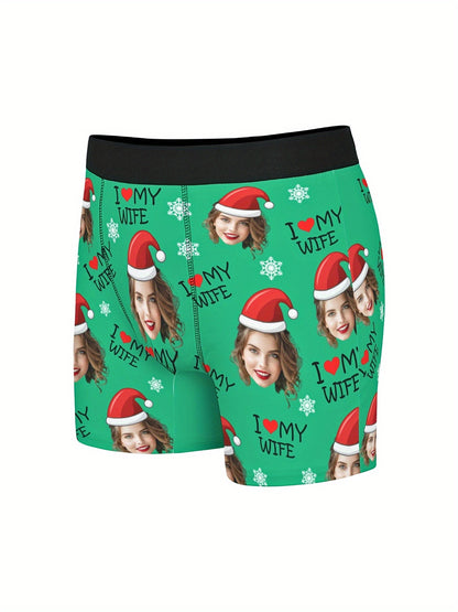 Boxer Uomo Personalizzati con Stampa Foto Cappello di Natale