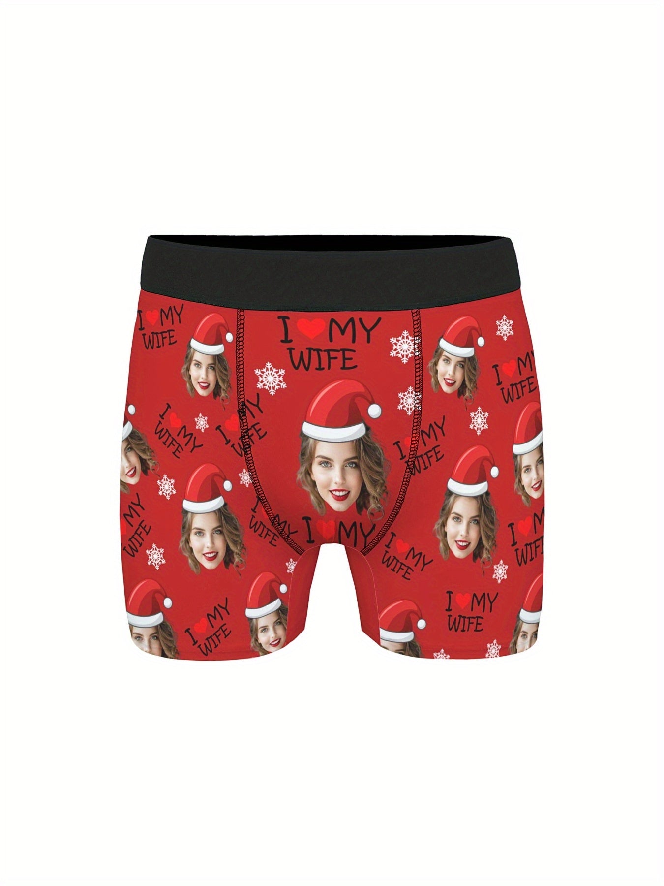 Boxer Uomo Personalizzati con Stampa Foto Cappello di Natale