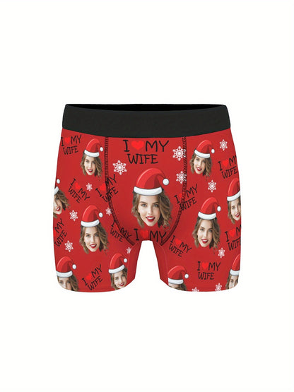 Boxer Uomo Personalizzati con Stampa Foto Cappello di Natale