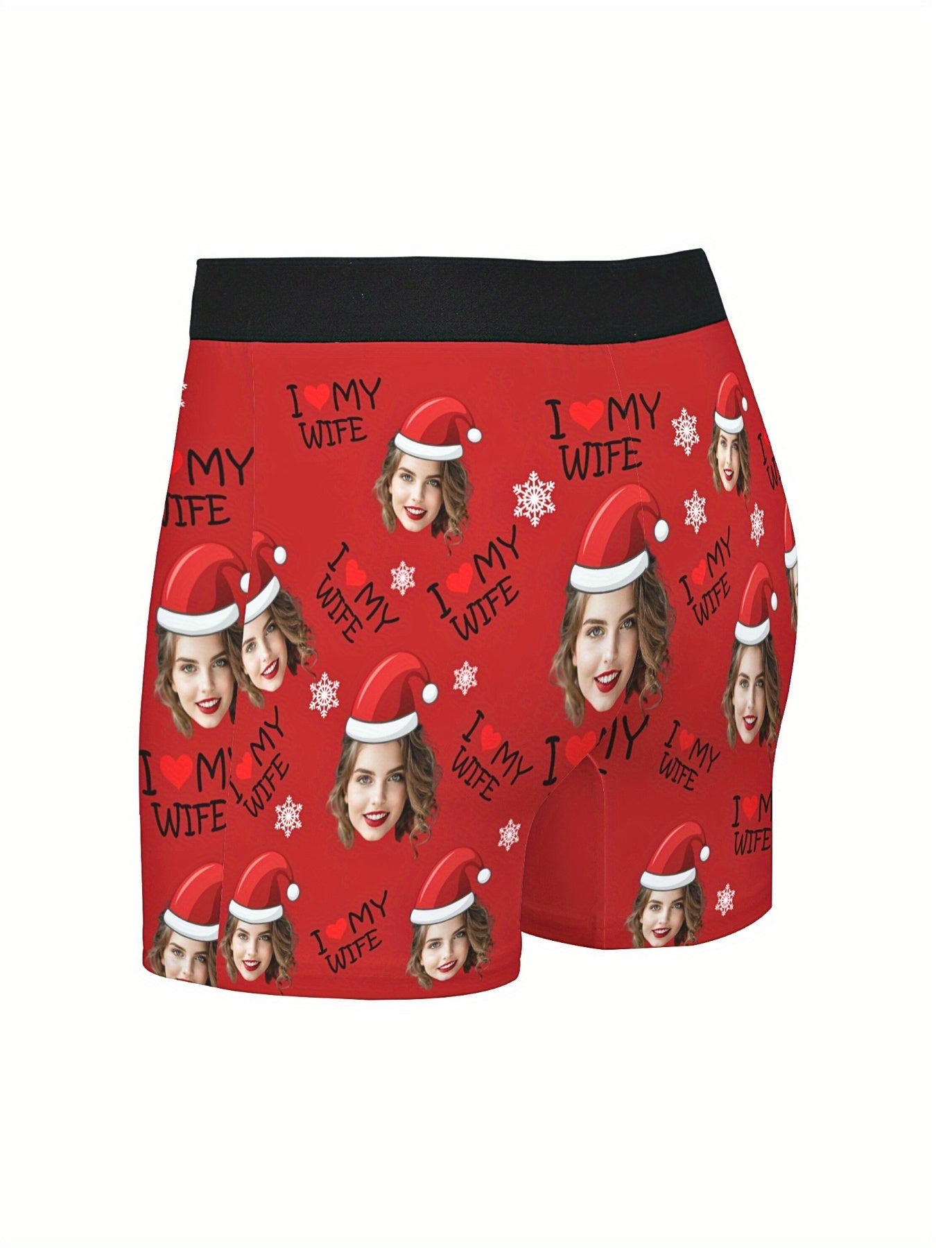 Boxer Uomo Personalizzati con Stampa Foto Cappello di Natale
