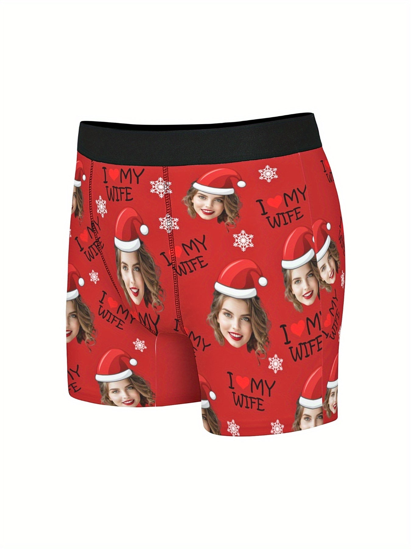 Boxer Uomo Personalizzati con Stampa Foto Cappello di Natale