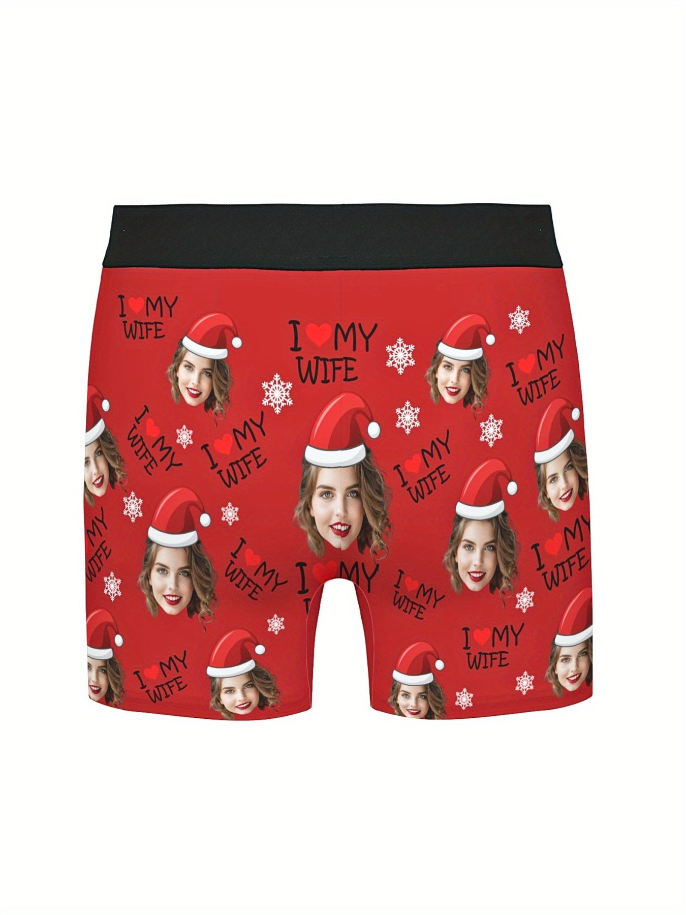 Boxer Uomo Personalizzati con Stampa Foto Cappello di Natale