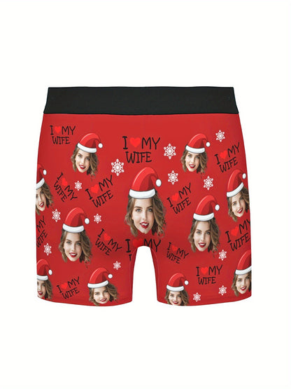 Boxer Uomo Personalizzati con Stampa Foto Cappello di Natale
