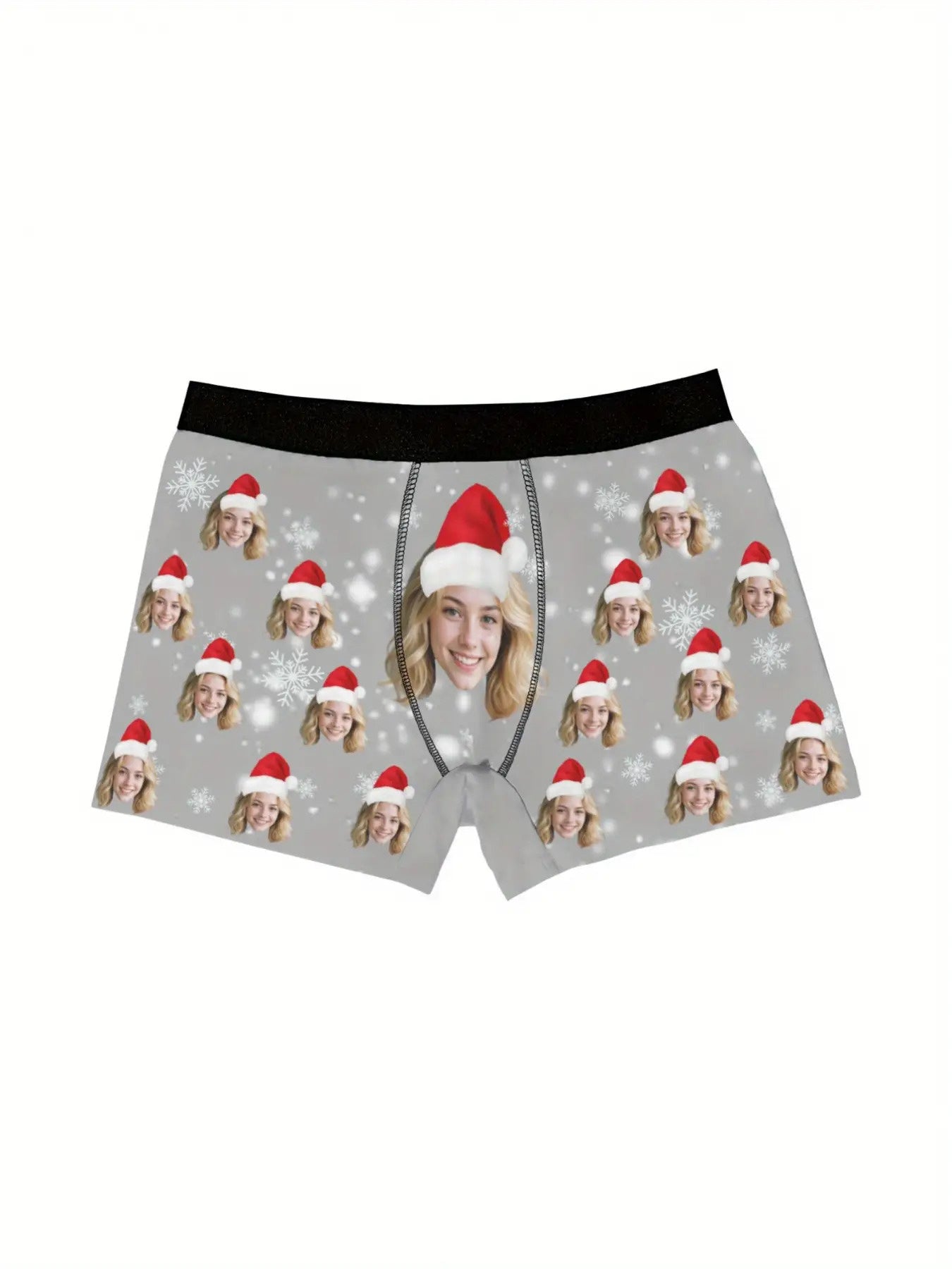 Boxer Natalizi Personalizzati Uomo con Foto e Cappello di Babbo Natale