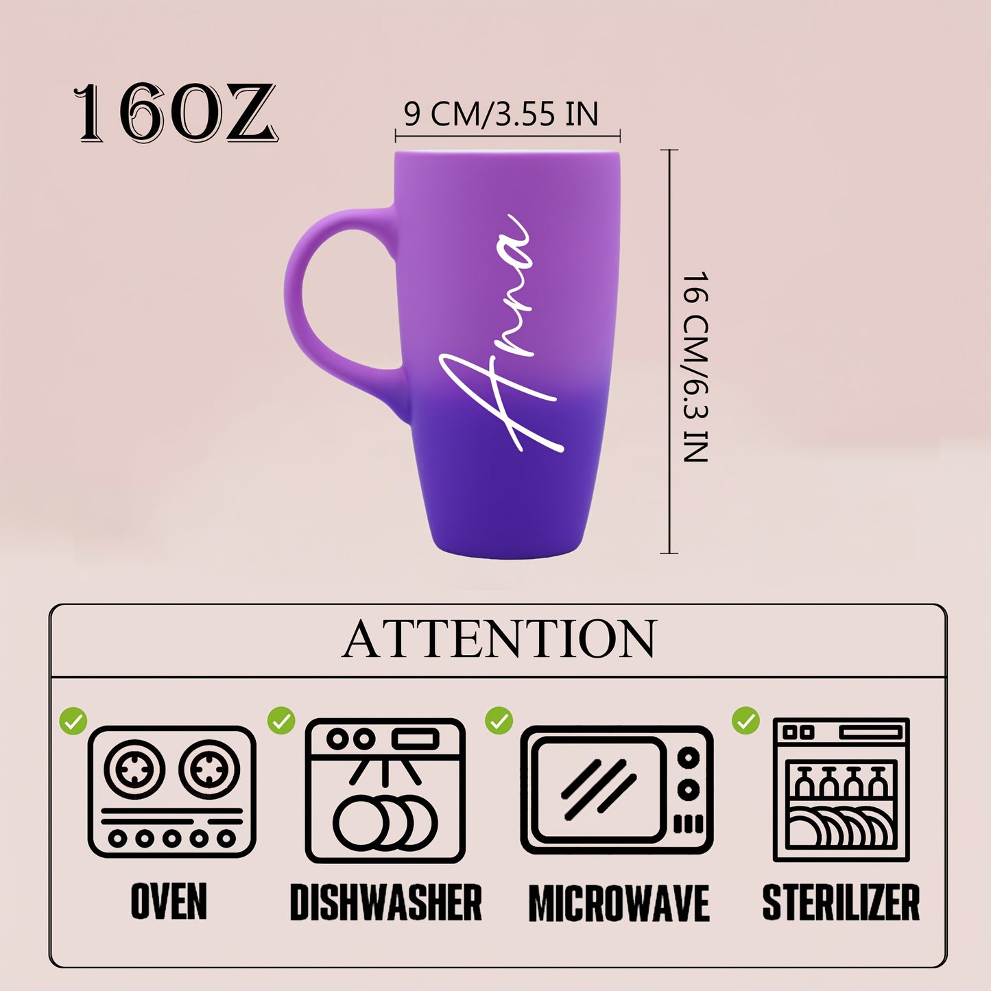 Tazza Personalizzabile con Nome Isolata in Ceramica Riutilizzabile per Caffè, Tè e Bevande Calde e Fredde  Regalo Unico