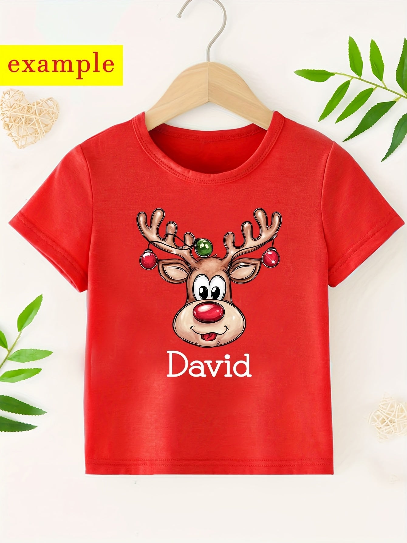 Maglietta Renna Natalizia Personalizzata con Nome Bambino