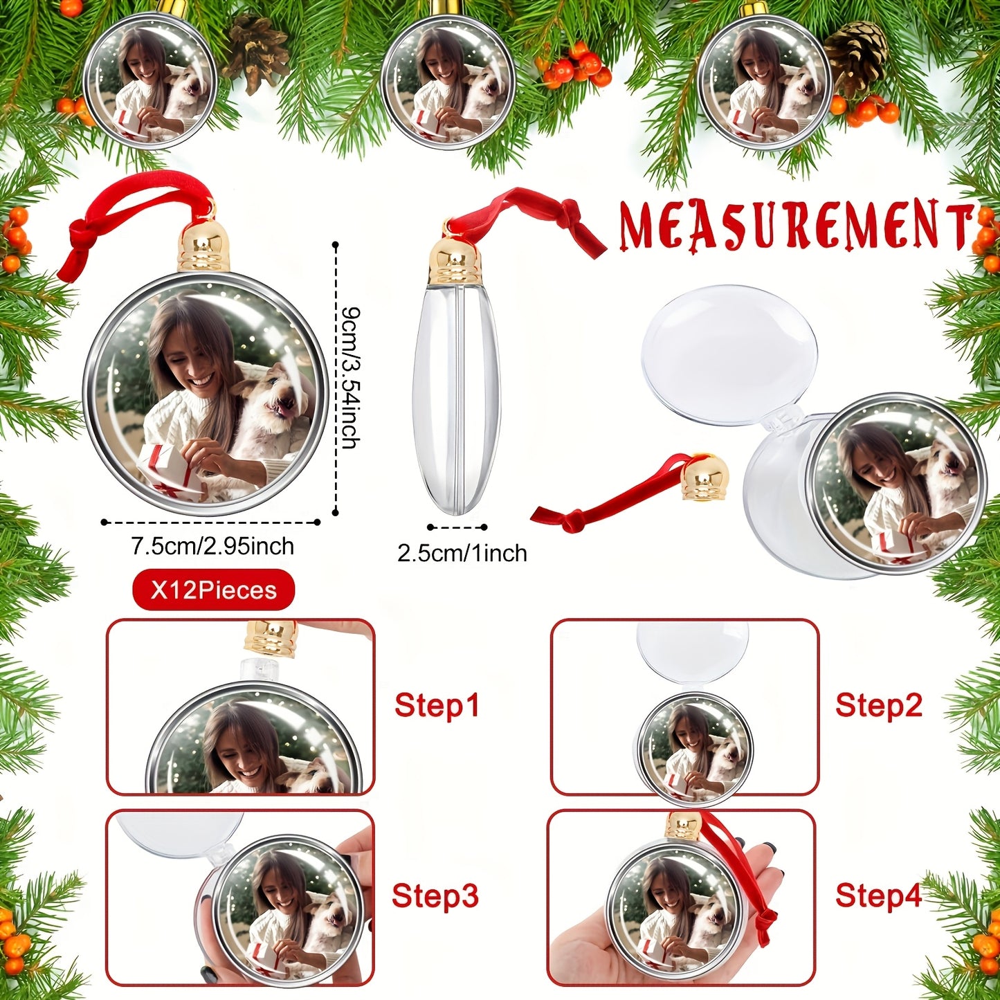 Palline di Natale Personalizzate con Foto 12/24 PZ