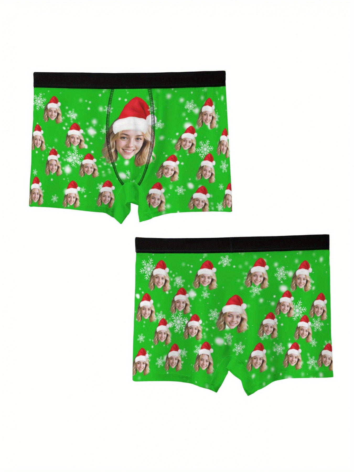 Boxer Natalizi Personalizzati Uomo con Foto e Cappello di Babbo Natale