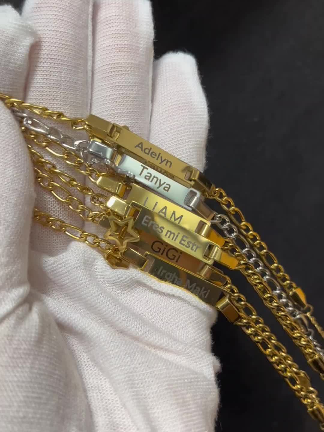 Braccialetto o Cavigliera Personalizzata Placcata Oro in Acciaio Inossidabile