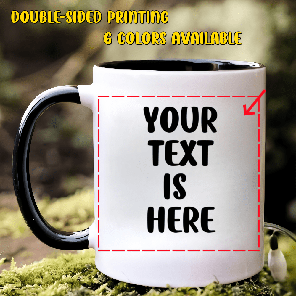 Tazza Personalizzata con Testo Stampato su Entrambi i Lati - 6 Colori Disponibili