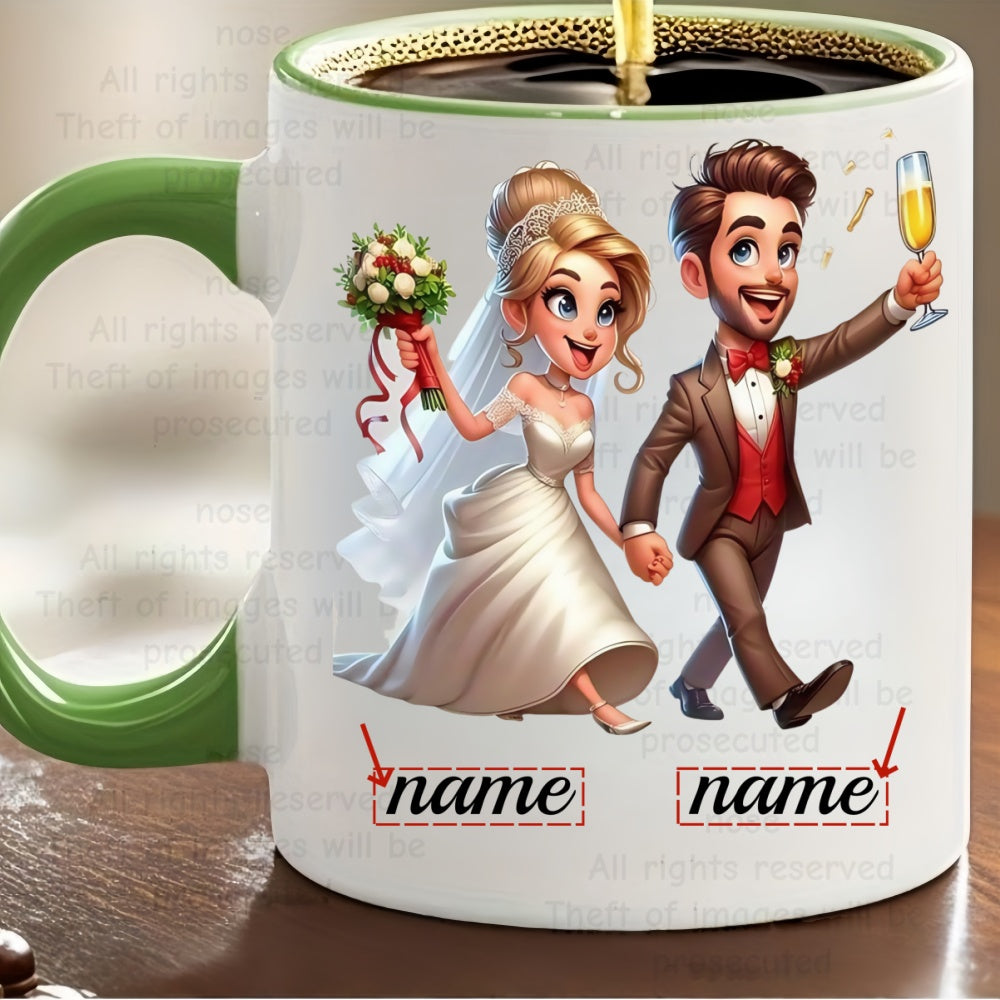 Tazza Personalizzata per Matrimonio - Nomi della Sposa e dello Sposo Tazza Ceramica Riutilizzabile