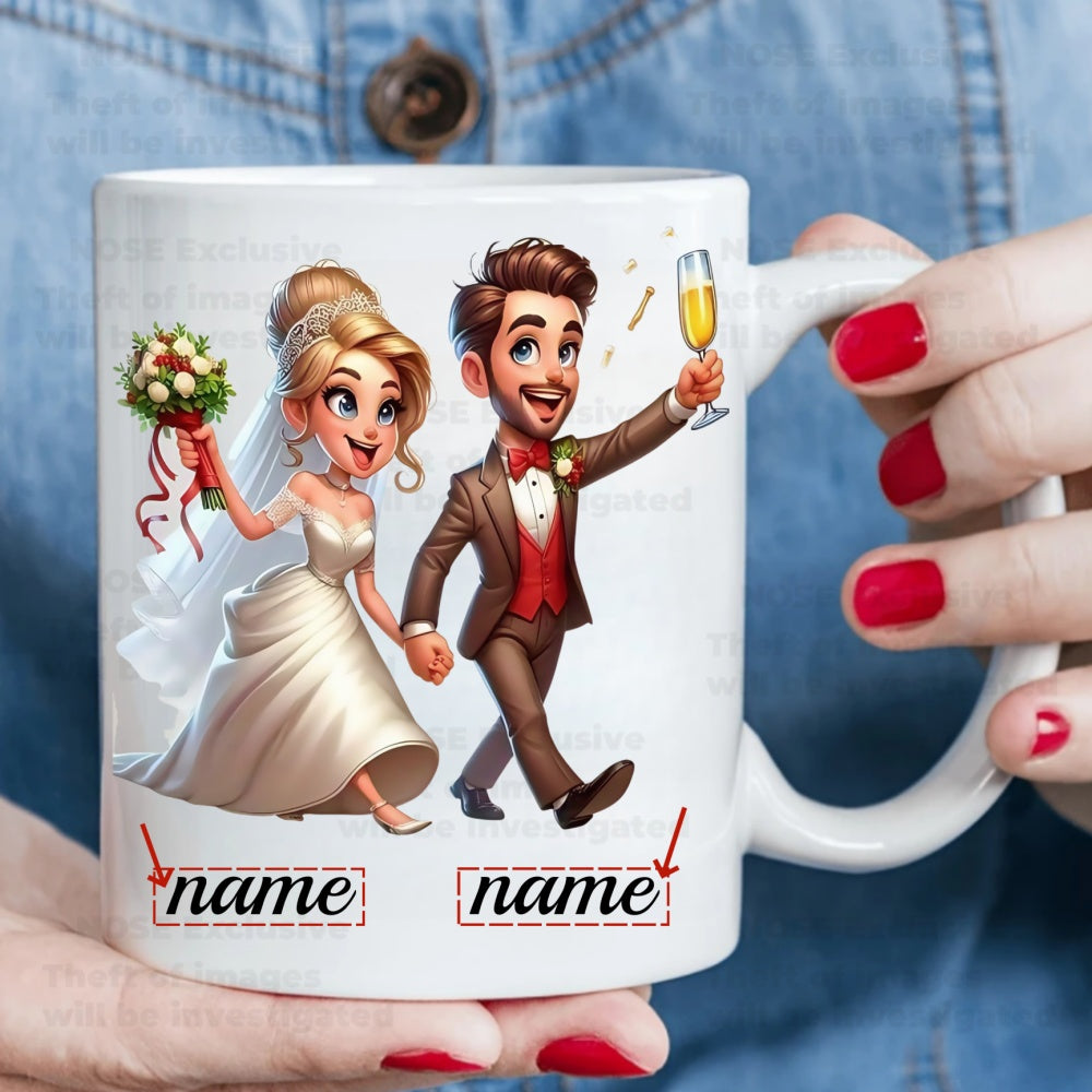 Tazza Personalizzata per Matrimonio - Nomi della Sposa e dello Sposo Tazza Ceramica Riutilizzabile