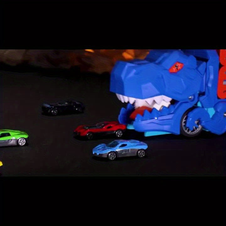 Camion Dinosaurio Trasformabile con 6 Auto, Garage Giocattolo Ultimativo