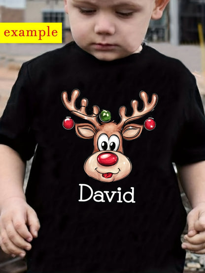 Maglietta Renna Natalizia Personalizzata con Nome Bambino