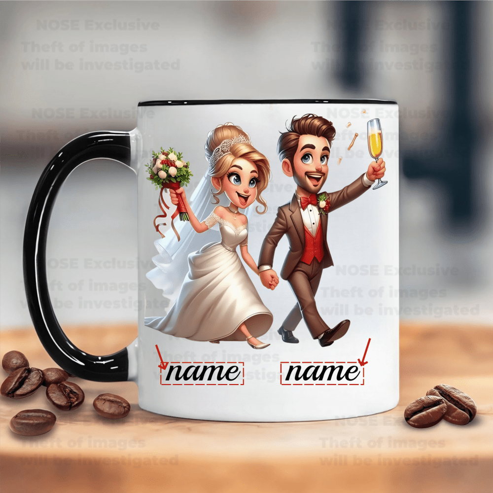 Tazza Personalizzata per Matrimonio - Nomi della Sposa e dello Sposo Tazza Ceramica Riutilizzabile