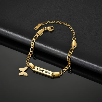 Braccialetto o Cavigliera Personalizzata Placcata Oro in Acciaio Inossidabile