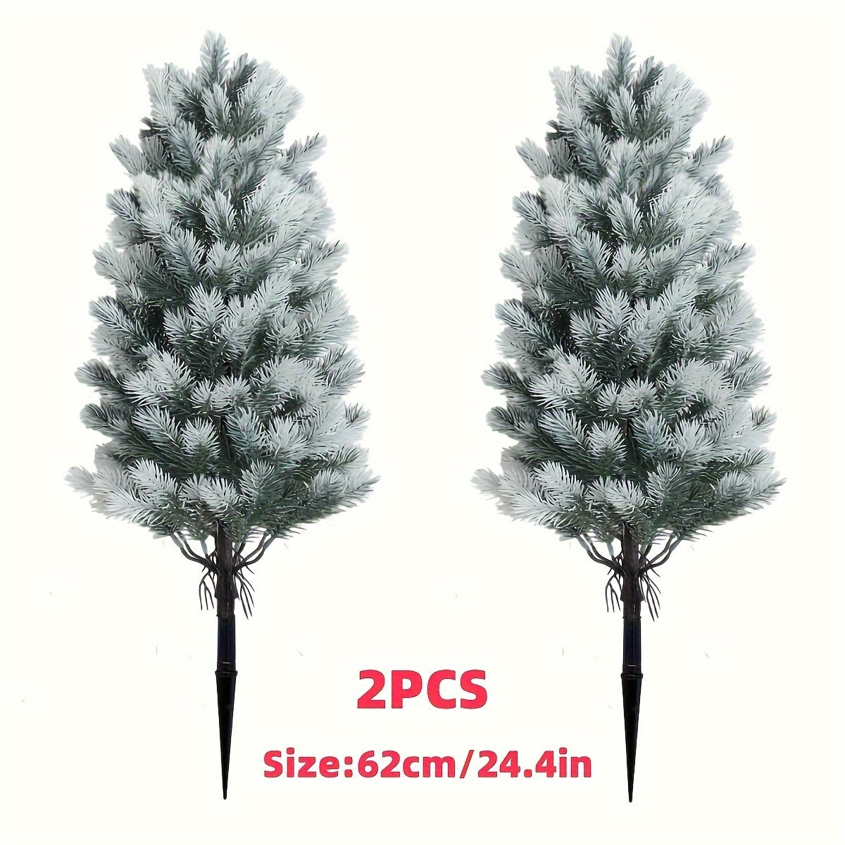 2 Alberi di Natale Artificiali con Base Nera a Spillo - Decorazione Natalizia Realistica per Interni e Esterni