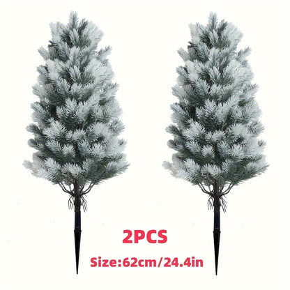 2 Alberi di Natale Artificiali con Base Nera a Spillo - Decorazione Natalizia Realistica per Interni e Esterni
