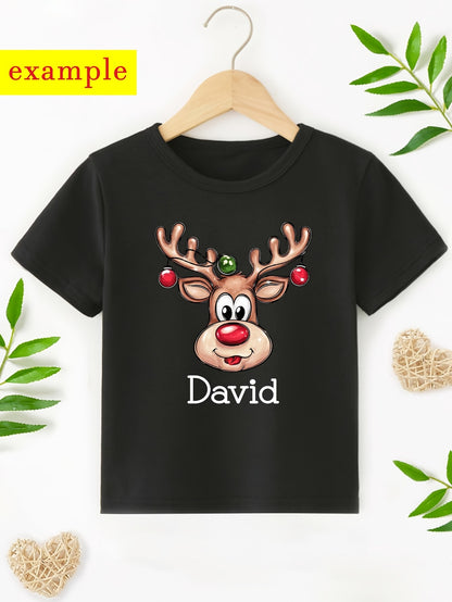 Maglietta Renna Natalizia Personalizzata con Nome Bambino