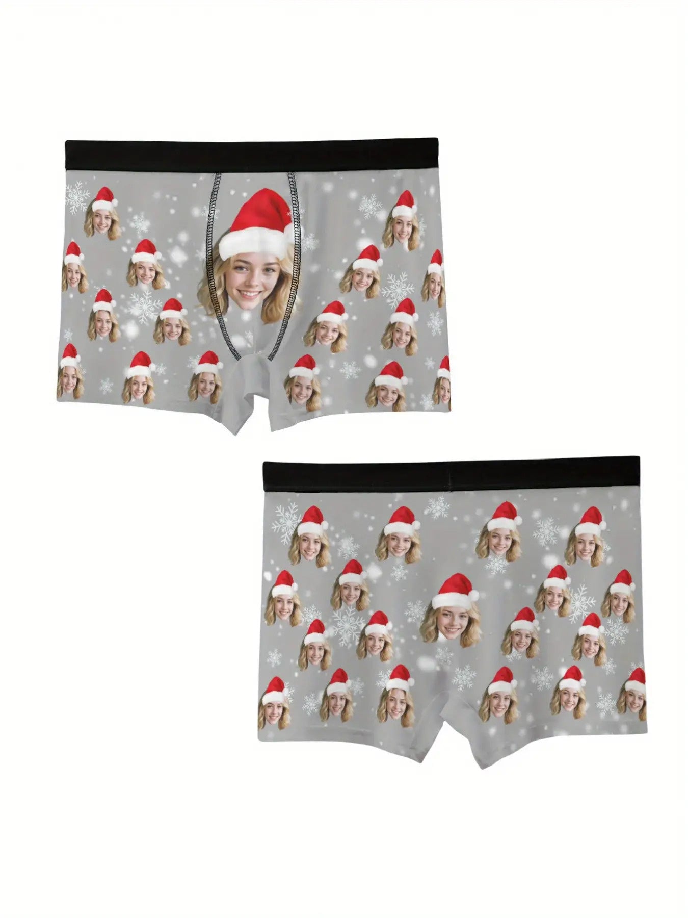 Boxer Natalizi Personalizzati Uomo con Foto e Cappello di Babbo Natale