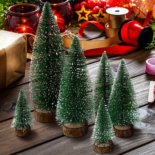 Set 6 Mini Alberi di Natale Artificiali con Neve | Decorazioni Natalizie