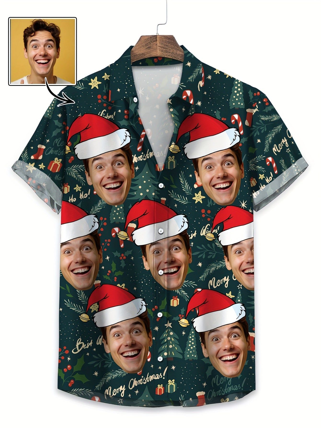 Camicia Natalizia Hawaiana Personalizzata con Foto