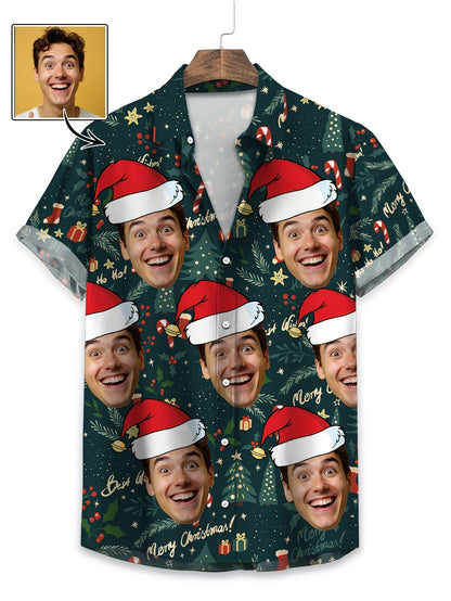 Camicia Natalizia Hawaiana Personalizzata con Foto