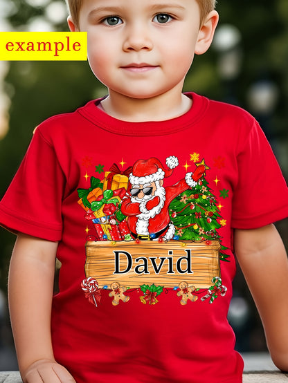 Maglietta di Natale Personalizzata per Bambino 🎅 | Babbo Natale e Renna
